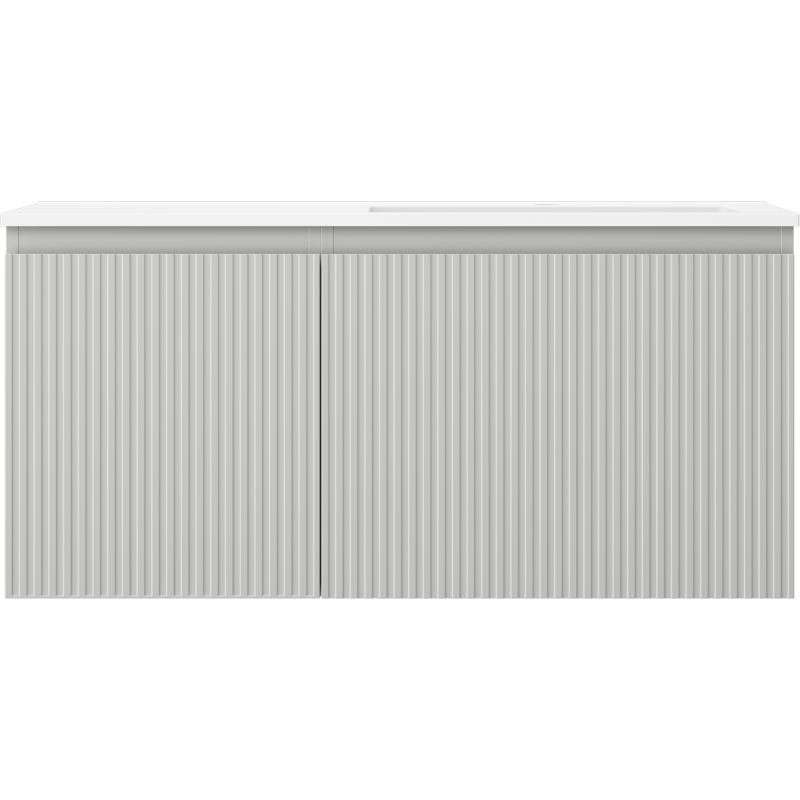 Mexen Rivel шкаф за баня 100 см с умивалник Otis дясна, 1S, 1D, рифована, сив мат/бял мат - 91A23-10047-3-BBFF62-W18P01