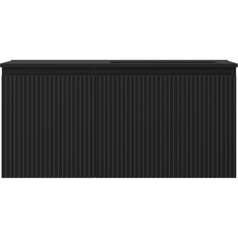 Mexen Rivel шкаф за баня 100 cm с мивка Otis дясна, 1S, 1D, рифлована, черна мат - 91A23-10047-3-BBFF71-W18P71