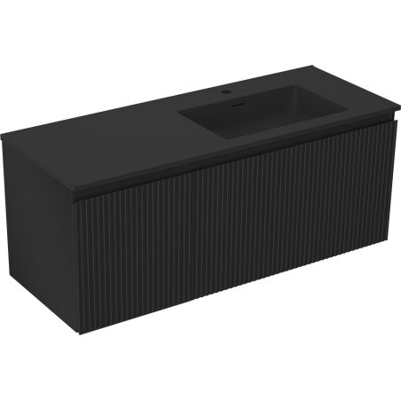 Mexen Rivel баня шкаф 120 см с мивка Otis дясна, 1S, 1D, рифелована, черен мат - 91A23-12047-3-BBFF71-W18P71