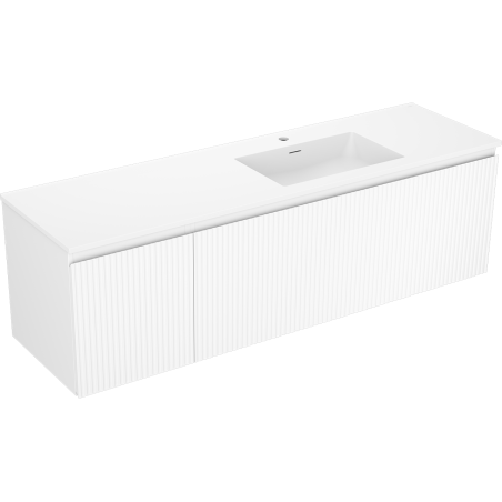 Mexen Rivel шкаф за баня 160 см с мивка Otis дясна, 1S, 1D, набразден, бял мат