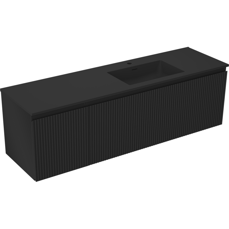 Mexen Rivel шкаф за баня 160 см с мивка Otis дясна, 1S, 1D, оребрена, черна мат