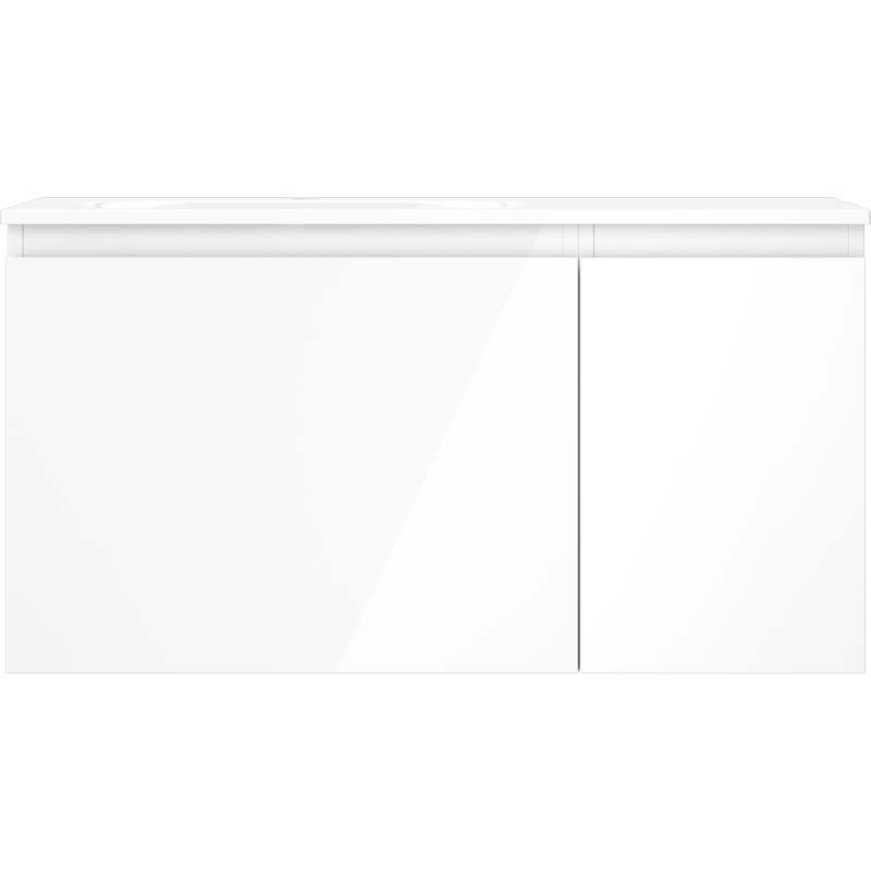 Mexen Orio шкаф за баня 90 см с мивка Vela лява, 1S, 1D, бял гланц - 91A13-09047-3-BBFF00-W23L00