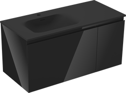 Mexen Orio шкаф за баня 90 см с мивка Vela лява, 1S, 1D, черен гланц/черен мат - 91A13-09047-3-BBFF70-W23L71