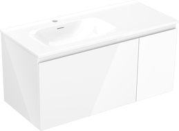 Mexen Orio шкаф за баня 100 см с мивка Vela лява, 1S, 1D, бял гланц - 91A13-10047-3-BBFF00-W23L00