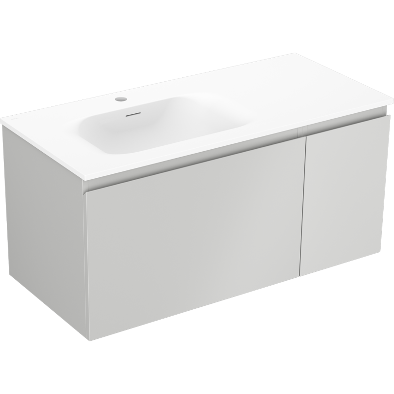 Mexen Orio шкафче за баня 100 см с мивка Vela лява, 1S, 1D, сиво мат/бяло мат