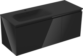 Mexen Orio шкаф за баня 120 см с мивка Vela лява, 1S, 1D, черен гланц/черен мат