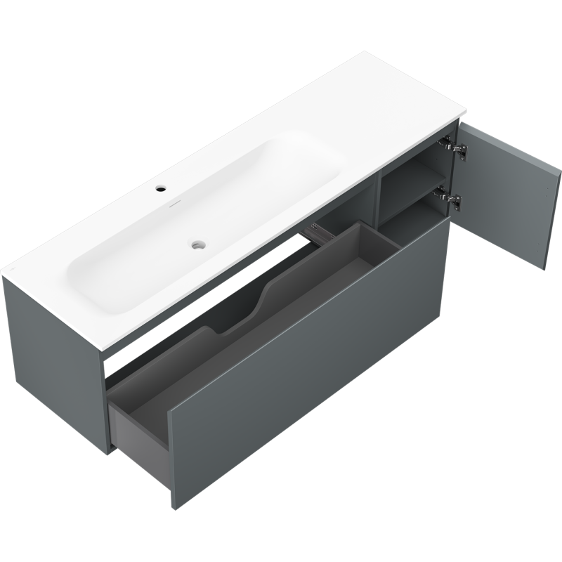 Mexen Orio шкаф за баня 160 см с мивка Vela лява, 1S, 1D, графит мат/бял мат - 91A13-16047-3-BBFF66-W23L01