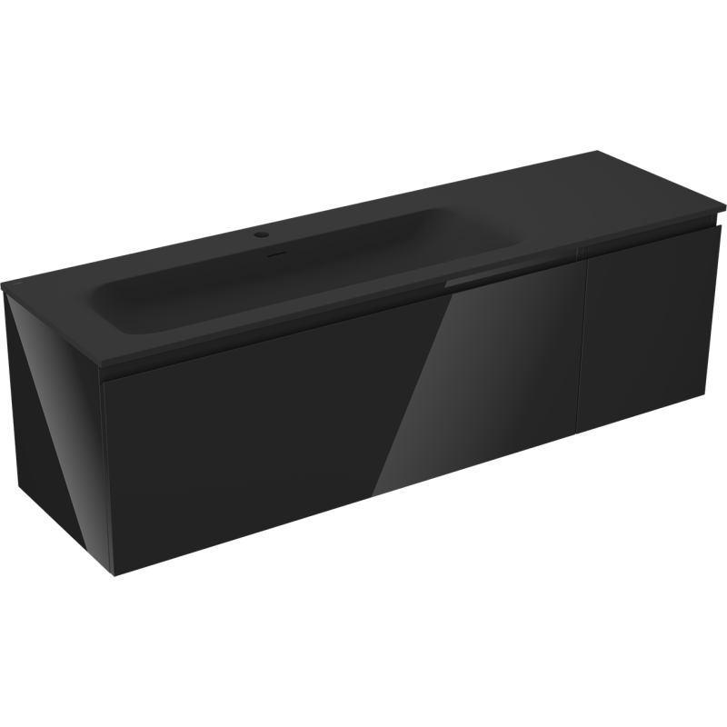 Mexen Orio шкаф за баня 160 см с мивка Vela лява, 1S, 1D, черен гланц/черен мат