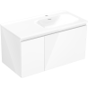 Mexen Orio шкафче за баня 90 см с мивка Vela дясна, 1S, 1D, бял гланц - 91A13-09047-3-BBFF00-W23P00