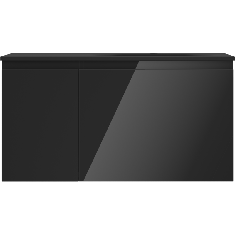Mexen Orio Шкаф за баня 90 см с мивка Vela отдясно, 1S, 1D, черен гланц/черен мат - 91A13-09047-3-BBFF70-W23P71