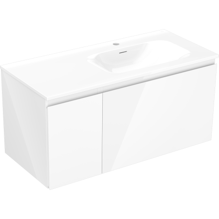 Mexen Orio шкаф за баня 100 см с мивка Vela дясна, 1S, 1D, бял гланц - 91A13-10047-3-BBFF00-W23P00