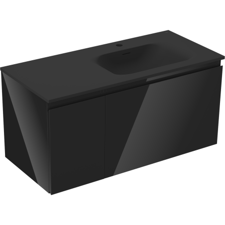 Mexen Orio шкаф за баня 100 см с мивка Vela дясна, 1S, 1D, черен гланц/черен мат - 91A13-10047-3-BBFF70-W23P71