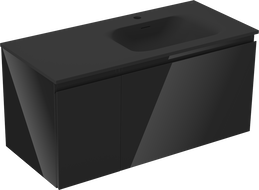 Mexen Orio шкаф за баня 100 см с мивка Vela дясна, 1S, 1D, черен гланц/черен мат - 91A13-10047-3-BBFF70-W23P71