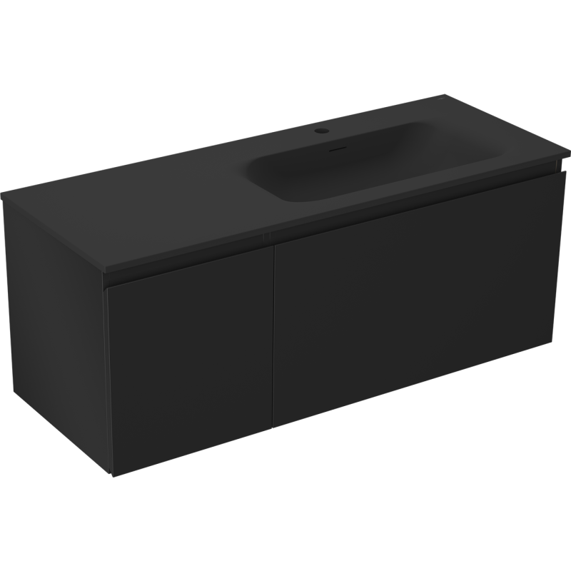 Mexen Orio шкаф за баня 120 см с мивка Vela дясна, 1S, 1D, черен мат - 91A13-12047-3-BBFF71-W23P71