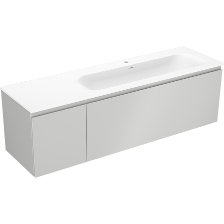 Mexen Orio шкаф за баня 160 см с мивка Vela дясна, 1S, 1D, сив мат/бял мат