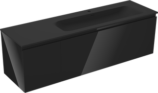 Mexen Orio шкаф за баня 160 см с мивка Vela дясна, 1S, 1D, черен гланц/черен мат - 91A13-16047-3-BBFF70-W23P71