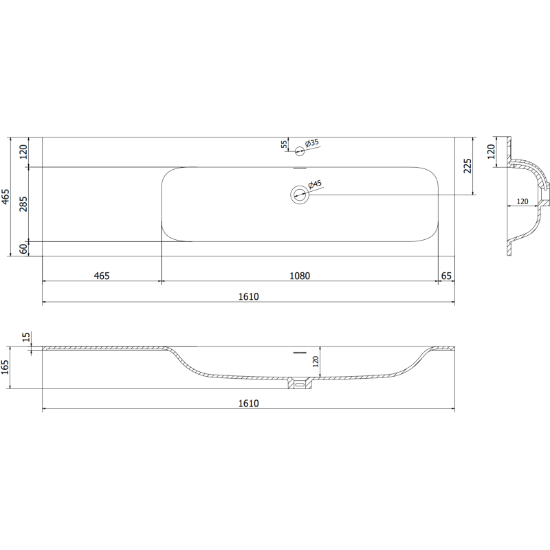 Mexen Orio шкаф за баня 160 см с мивка Vela дясна, 1S, 1D, черен гланц/черен мат - 91A13-16047-3-BBFF70-W23P71