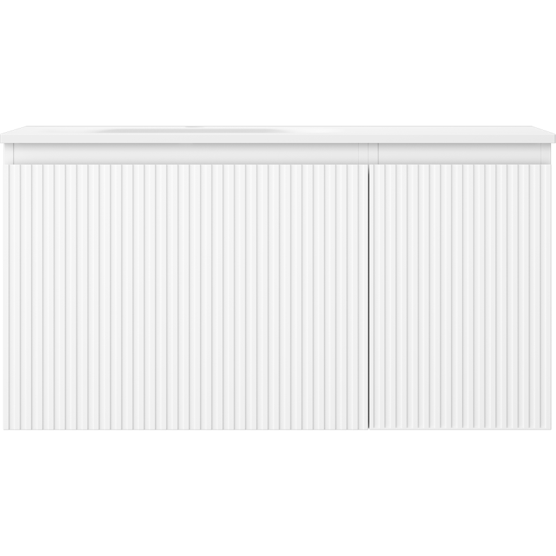 Mexen Rivel шкаф за баня 90 см с мивка Vela лява, 1S, 1D, релефна, бяла мат - 91A23-09047-3-BBFF01-W23L01