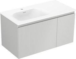 Mexen Rivel баня 90 см с мивка Vela лява, 1S, 1D, оребрена, сиво мат/бяло мат - 91A23-09047-3-BBFF62-W23L01