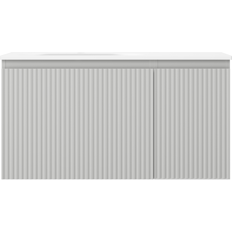 Mexen Rivel баня 90 см с мивка Vela лява, 1S, 1D, оребрена, сиво мат/бяло мат - 91A23-09047-3-BBFF62-W23L01