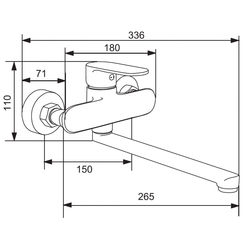 Mexen Milo дълъг чучур за вана, златен - 71335-50