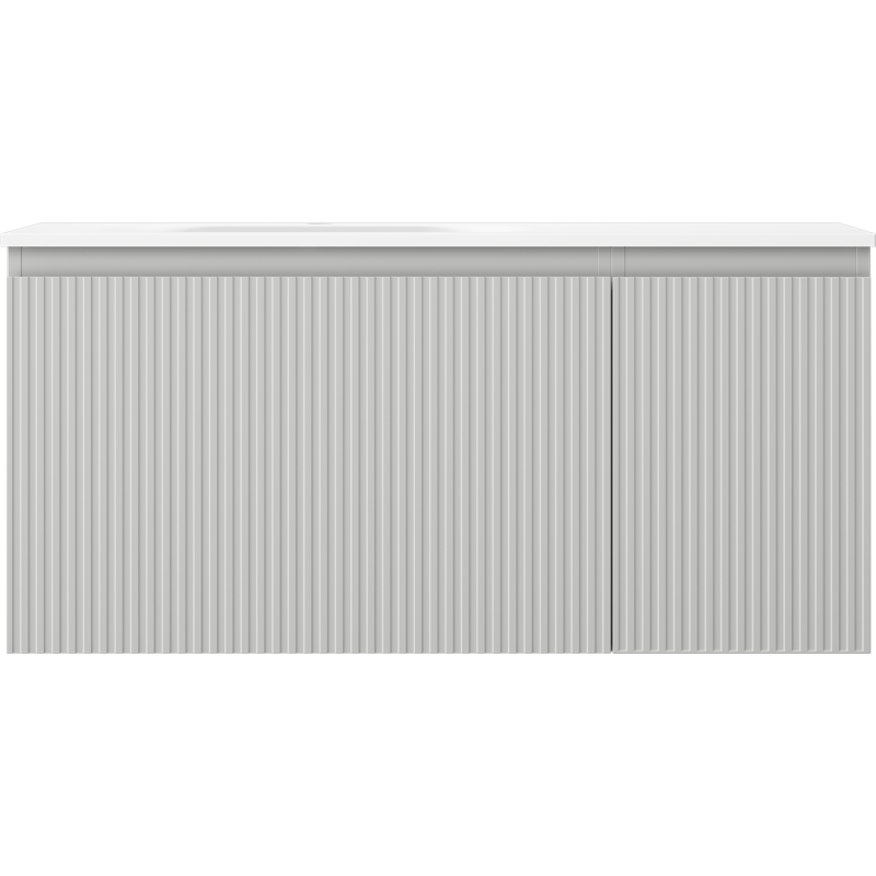 Mexen Rivel шкаф за баня 100 см с мивка Vela лява, 1S, 1D, рифлен, сив мат/бял мат