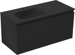 Mexen Rivel баня шкаф 100 см с мивка Vela лява, 1S, 1D, рифлована, черна мат - 91A23-10047-3-BBFF71-W23L71
