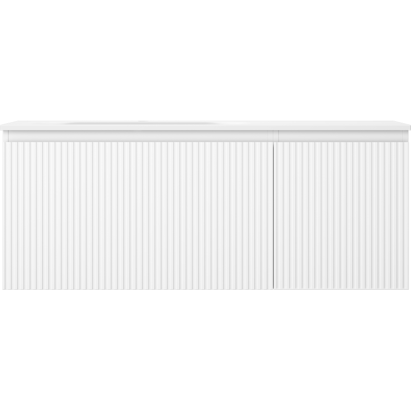 Mexen Rivel шкаф за баня 120 см с мивка Vela лява, 1S, 1D, гофрирана, бяла мат - 91A23-12047-3-BBFF01-W23L01