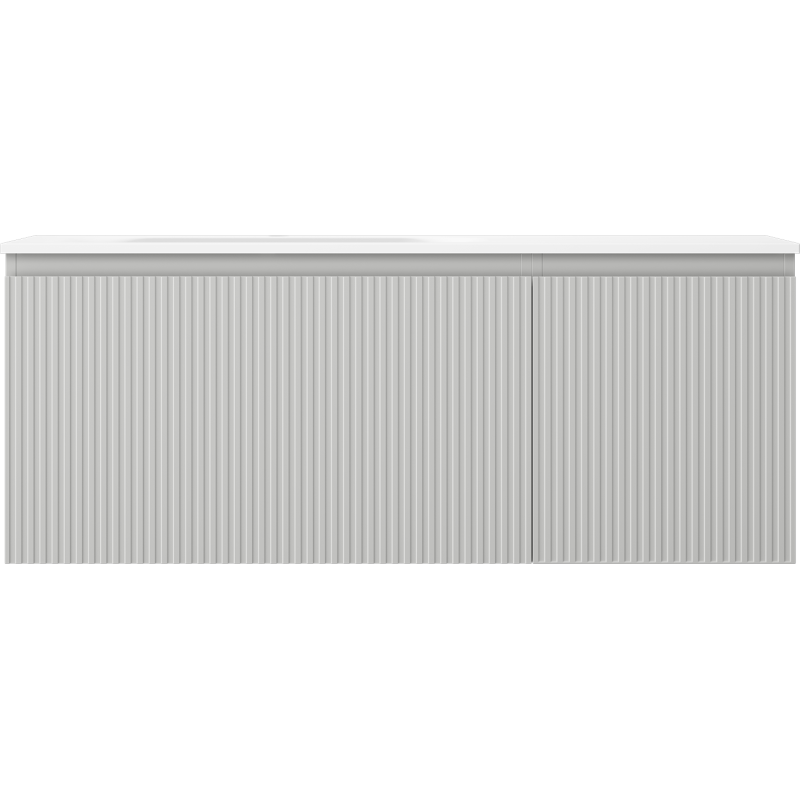 Mexen Rivel шкаф за баня 120 см с мивка Vela лява, 1S, 1D, оребрена, сива мат/бяла мат - 91A23-12047-3-BBFF62-W23L01