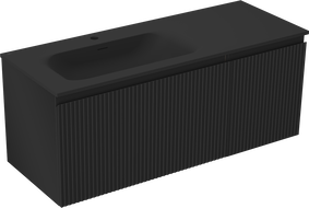 Mexen Rivel шкаф за баня 120 см с мивка Vela лява, 1S, 1D, рифел, черен мат - 91A23-12047-3-BBFF71-W23L71