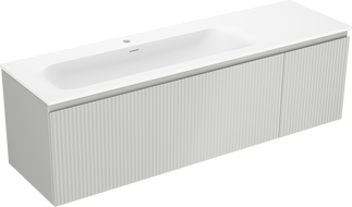 Mexen Rivel шкаф за баня 160 см с мивка Vela лява, 1S, 1D, оребрен, сив мат/бял мат - 91A23-16047-3-BBFF62-W23L01