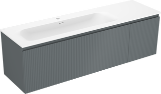 Mexen Rivel шкаф за баня 160 см с умивалник Vela ляв, 1S, 1D, набразден, графит