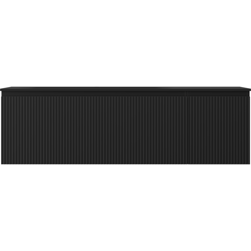 Mexen Rivel шкаф за баня 160 см с мивка Vela лява, 1S, 1D, оребрен, черен мат