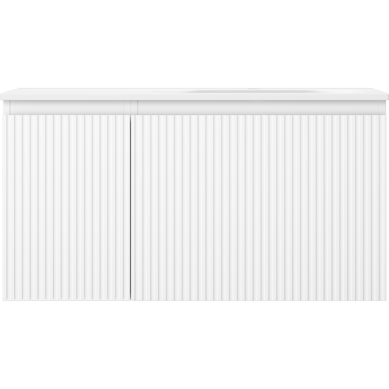 Mexen Rivel шкафче за баня 90 см с мивка Vela дясна, 1 чекмедже, 1 врата, оребрено, бяло мат - 91A23-09047-3-BBFF01-W23P01