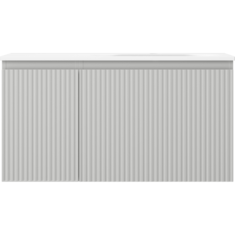 Mexen Rivel шкаф за баня 90 см с умивалник Vela, дясен, 1S, 1D, ребрист, сив мат/бял мат - 91A23-09047-3-BBFF62-W23P01