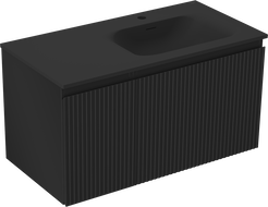 Mexen Rivel баня шкаф 90 см с мивка Vela дясна, 1S, 1D, релефен, черен мат - 91A23-09047-3-BBFF71-W23P71