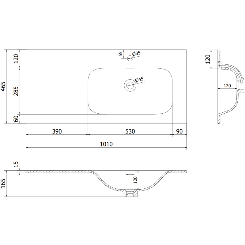 Mexen Rivel шкаф за баня 100 см с мивка Vela дясна, 1S, 1D, релефна, бял мат - 91A23-10047-3-BBFF01-W23P01