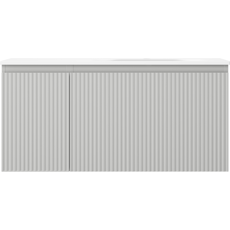 Mexen Rivel шкаф за баня 100 см с мивка Vela дясна, 1S, 1D, гравирана, сив мат/бял мат - 91A23-10047-3-BBFF62-W23P01