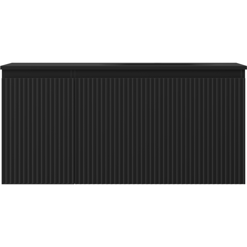 Mexen Rivel шкаф за баня 100 см с мивка Vela дясна, 1S, 1D, рифелована, черна мат - 91A23-10047-3-BBFF71-W23P71