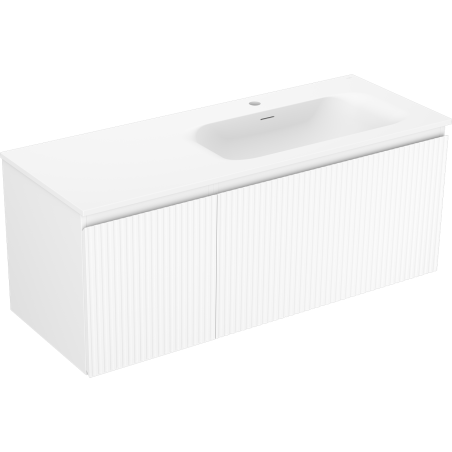 Mexen Rivel шкаф за баня 120 см с мивка Vela дясна, 1S, 1D, оребрена, бяло мат
