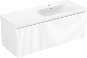 Mexen Rivel шкаф за баня 120 см с мивка Vela дясна, 1S, 1D, оребрена, бяло мат