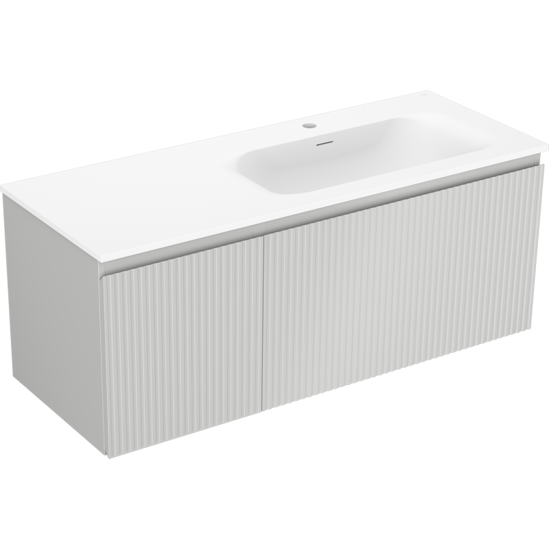 Mexen Rivel баня шкаф 120 cm с мивка Vela дясна, 1S, 1D, оребрена, сива мат/бяла мат - 91A23-12047-3-BBFF62-W23P01