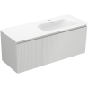 Mexen Rivel шкаф за баня 120 см с мивка Vela дясна, 1S, 1D, релефна, сив мат/бял мат
