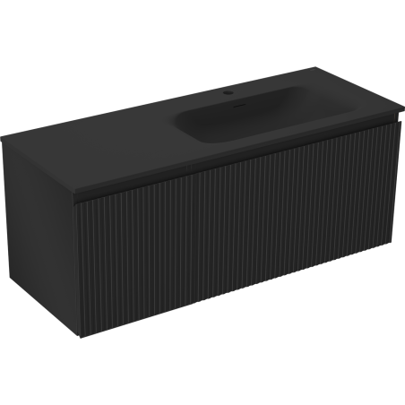 Mexen Rivel шкаф за баня 120 см с мивка Вела дясна, 1S, 1D, рифлов, черен мат