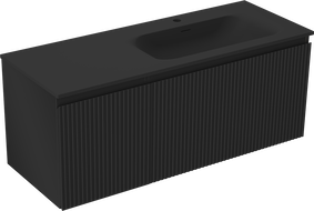 Mexen Rivel шкаф за баня 120 см с мивка Вела дясна, 1S, 1D, рифлов, черен мат