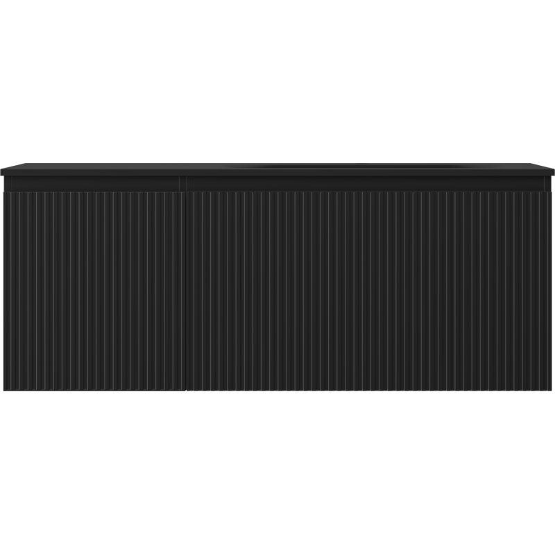 Mexen Rivel шкаф за баня 120 см с мивка Вела дясна, 1S, 1D, рифлов, черен мат