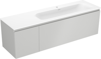 Mexen Rivel шкаф за баня 160 см с мивка Vela дясна, 1S, 1D, оребрена, сива мат/бяла мат - 91A23-16047-3-BBFF62-W23P01