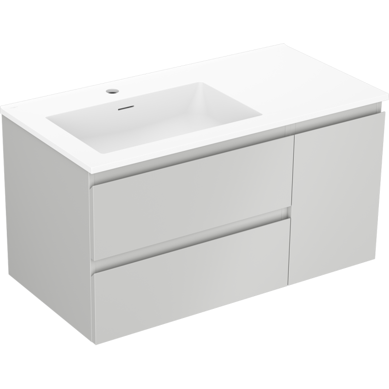 Mexen Orio шкаф за баня 90 см с мивка Otis лява, 2S, 1D, сив мат/бял мат - 91A13-09047-3-BBFFF62-W18L01