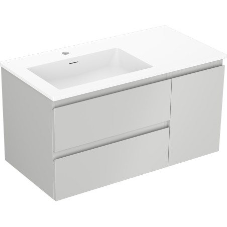 Mexen Orio шкаф за баня 90 см с мивка Otis лява, 2S, 1D, сив мат/бял мат - 91A13-09047-3-BBFFF62-W18L01