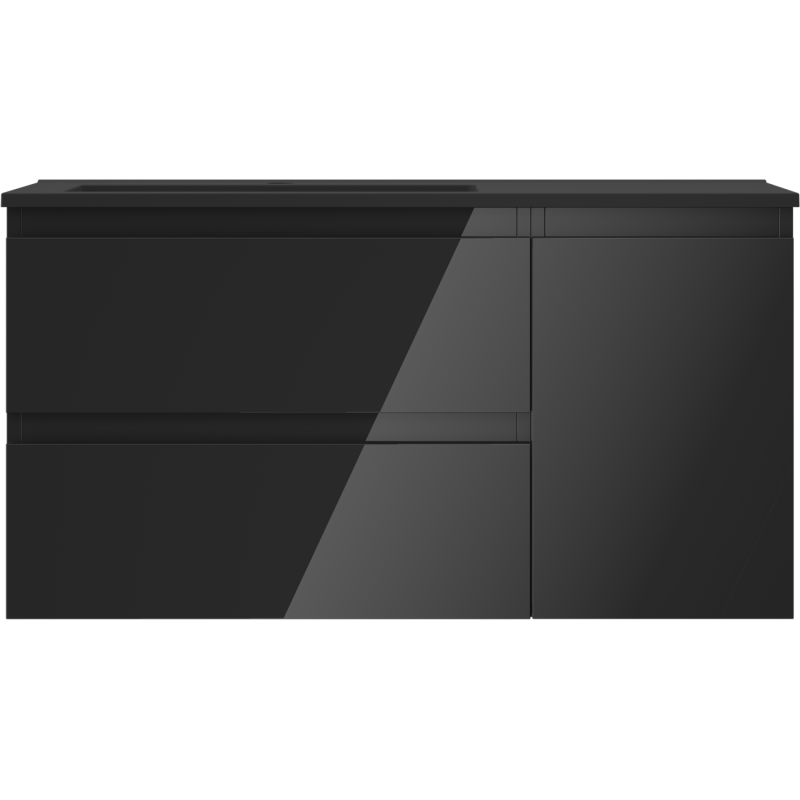 Mexen Orio шкаф за баня 90 см с мивка Otis ляв, 2S, 1D, черен гланц/черен мат